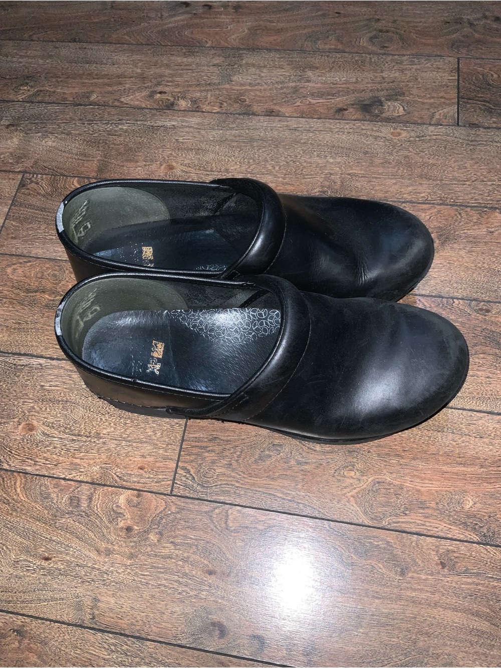 Dansko Black Leather Slip-On Clogs for Women